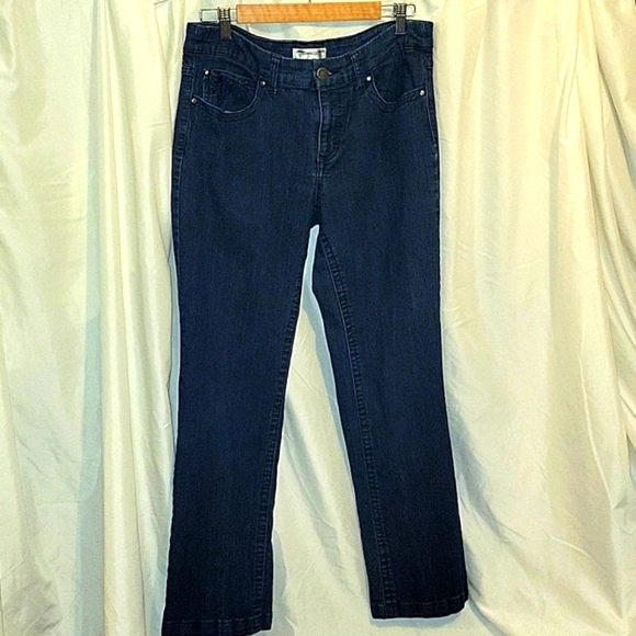 Christopher & Banks Size 10 Detailed Straight Leg Dark Indigo Jeans - Picture 1 of 5